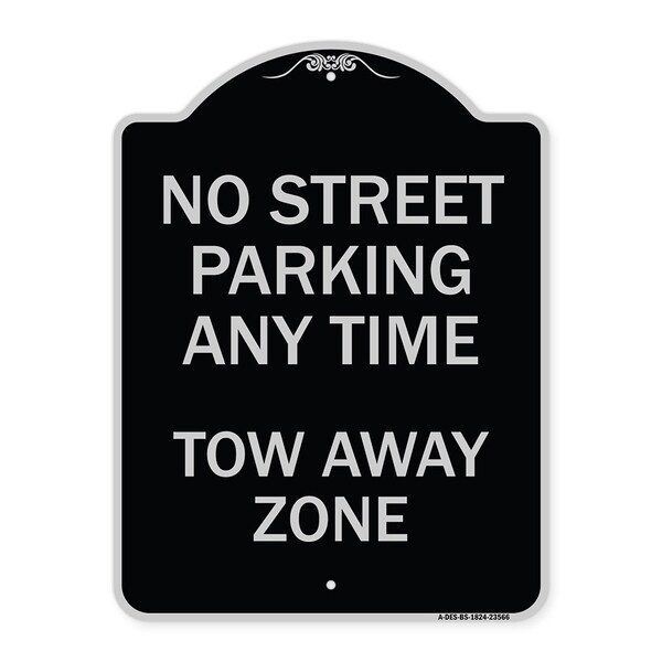 No Street Parking Anytime Tow Away Zone Heavy-Gauge Aluminum Sign, 24" x 18", BS-1824-23566